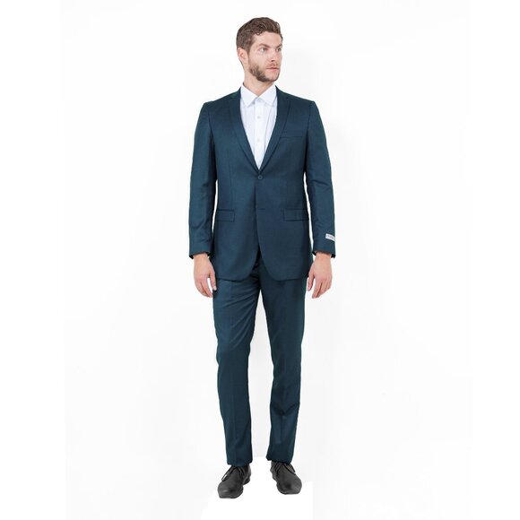 Sharkskin Slim Fit Mens 2-Piece Suit, Mid Navy - Picture 5 of 7